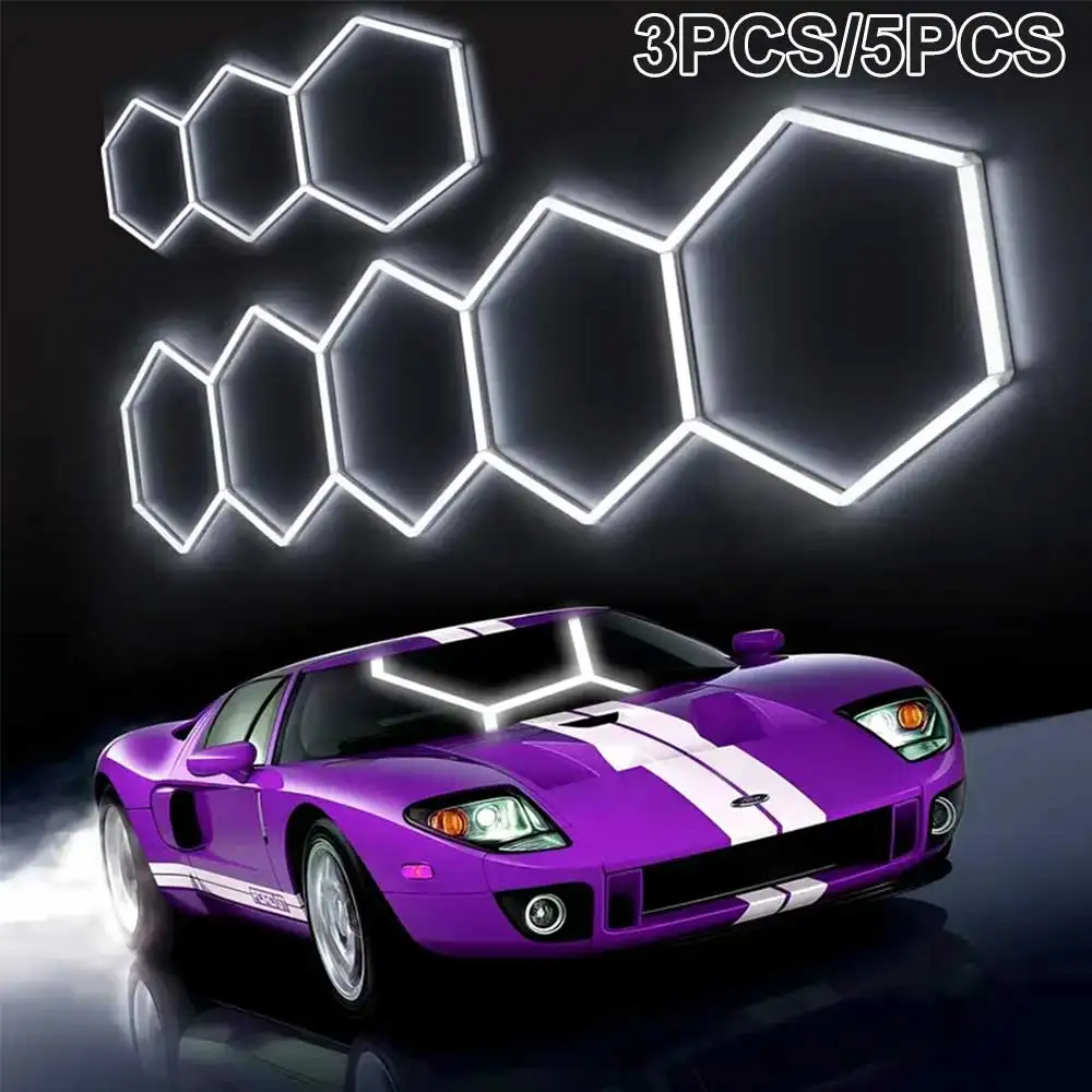 صف من 3/5 مصابيح سقف LED سداسية على شكل قرص العسل 6500K110V-240V مناسبة للمراجات وصالونات الشعر وصالات الصالات الرياضية وورش العمل 4S #1