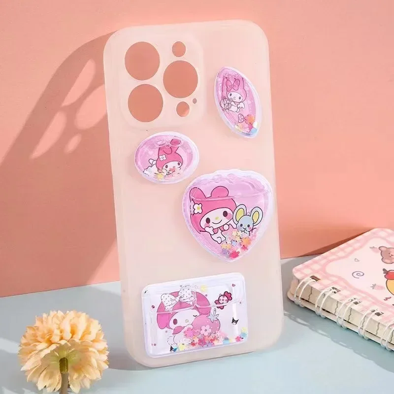 Sanrio adesivos decorativos criativos para crianças, desenhos animados 3d, injeção de água, música shake, bricolage, 8pcs