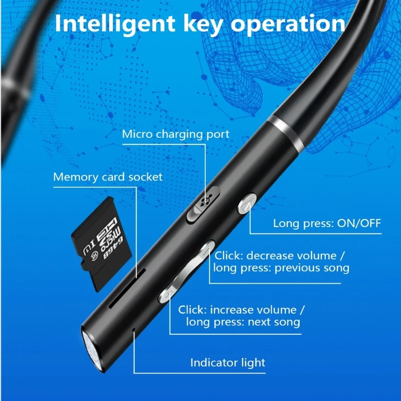 سماعات أذن لاسلكية متوافقة مع بلوتوث BLE5.0 مقاومة للماء بشريط حول الرقبة سماعات أذن معلقة تخفيض الضوضاء