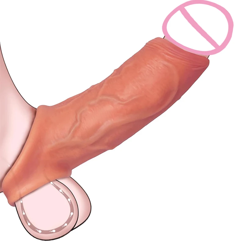 واقعية القضيب كم موسع خاتم الديك تأخير القذف أقوى سيليكون القضيب المكبر الأكمام مقاس لعبة الجنس للرجال #1