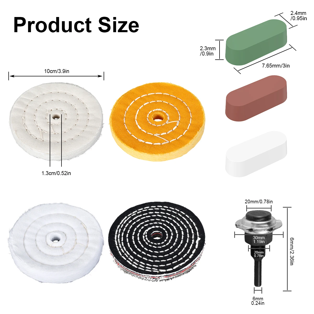 Polishing Wheel 4 Inch Wear Resistant Buffing Wheel Professional Polishing Accessories Kit for Wood Plastic Metal Ceramic Glass