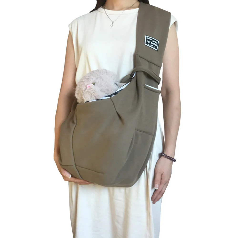 Pet Crossbody Shoulder Bag Sling Carrier for Pet Outdoor with Side Small Pocket Durable Shoulder Bag 8 Colors Soft Solid Color
