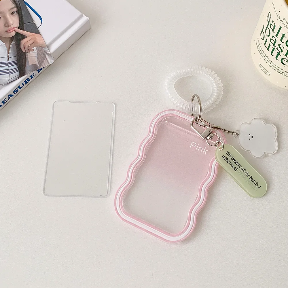 Creative Design Kpop Photocard Holder Transparent Card Holder Keychain Photo Sleeves Bus Card Student Card Case Photo Protector