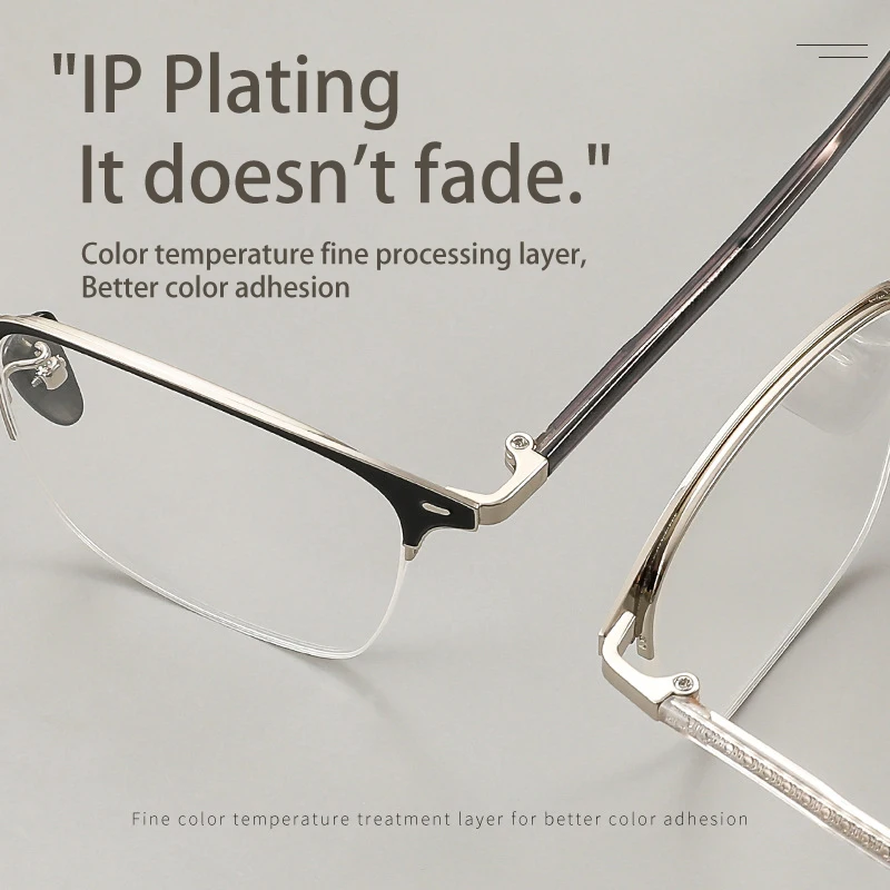 VICKY Classic Business Half Rim Eyeglasses Black Reading Glasses Men 888 Retro Anti-Blue Light Frames Customizable prescriptions
