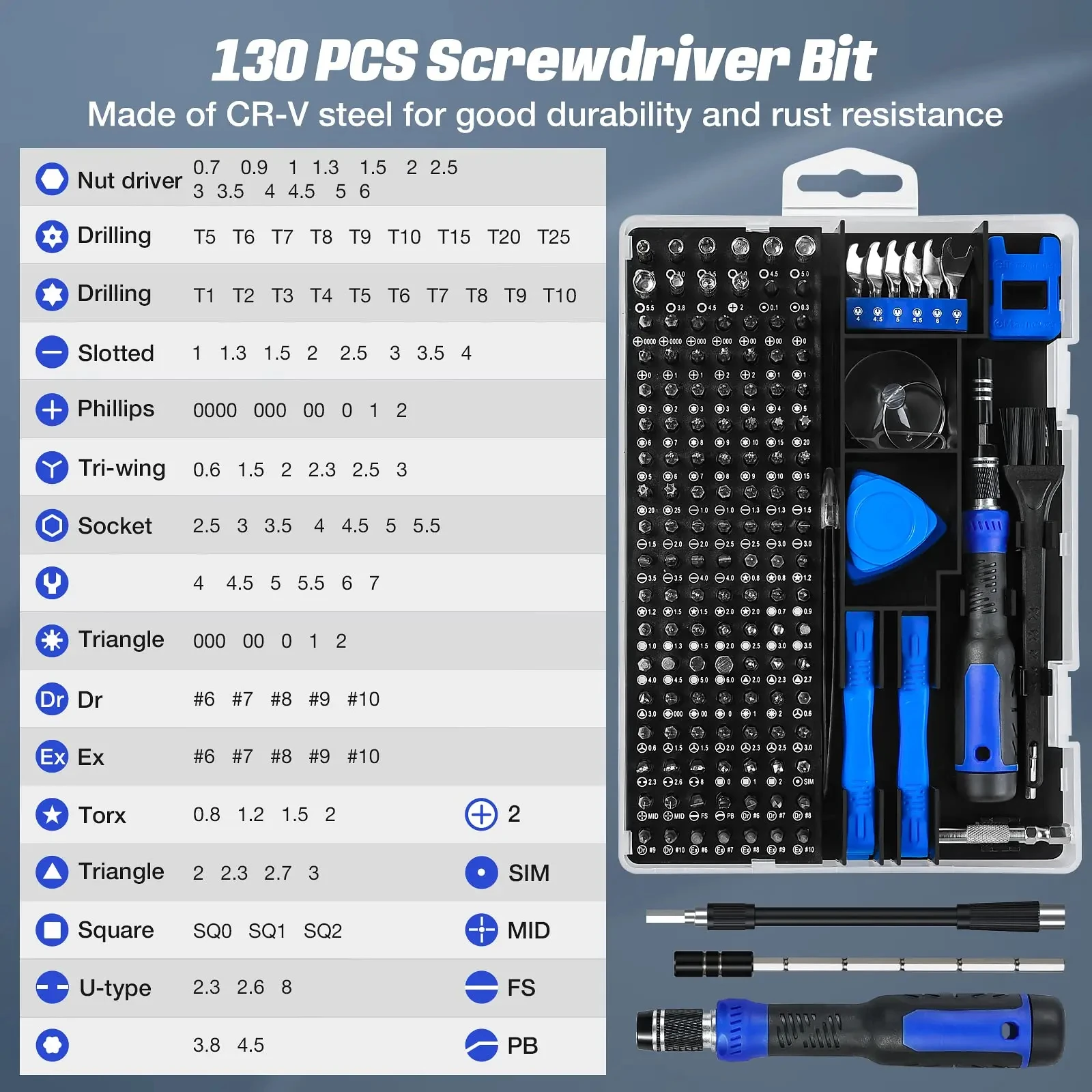 160 in 1 Precision Screwdriver Set Magnetic Professional Repair Men Hand Tool Kit with Flexible Shaft for PC iPhone Watch Camera