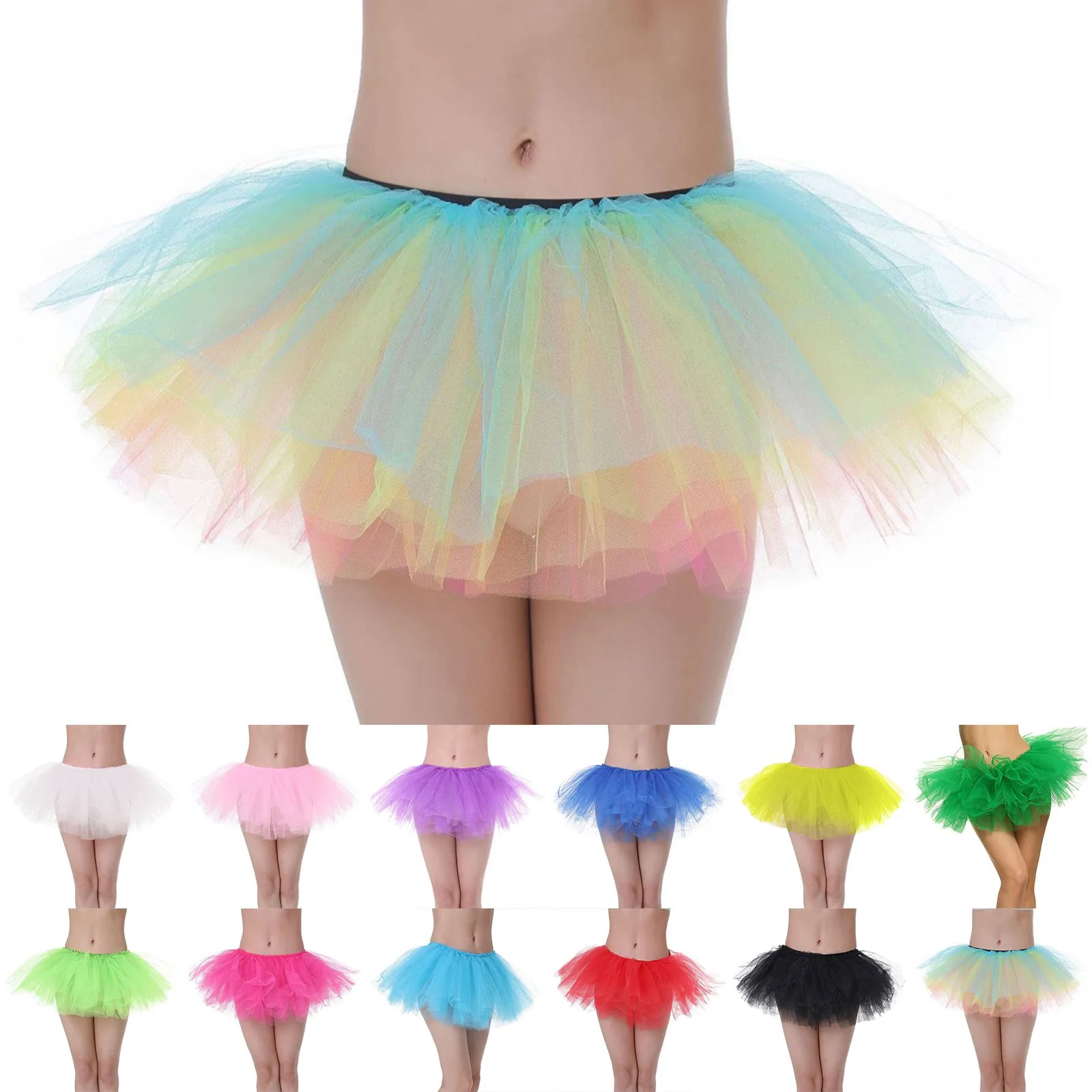 Mesh Tutu Skirt 5-layer Gauze Skirt Cake Skirt Performance Skirt Holiday Performance Costume Small Black Short Skirts for Women