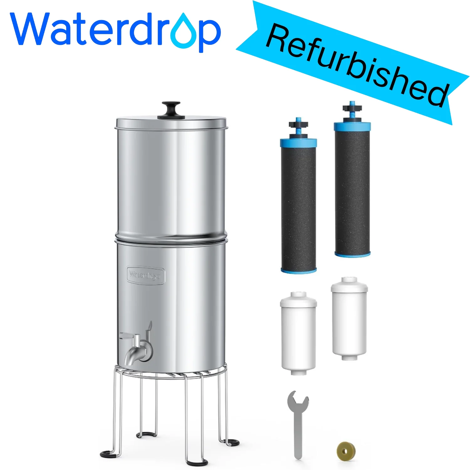 

Alkaline Waterdrop Gravity-fed Water Filter System, Increase PH, Reduces Fluoride and up to 99% of Chlorine（Refurbished）