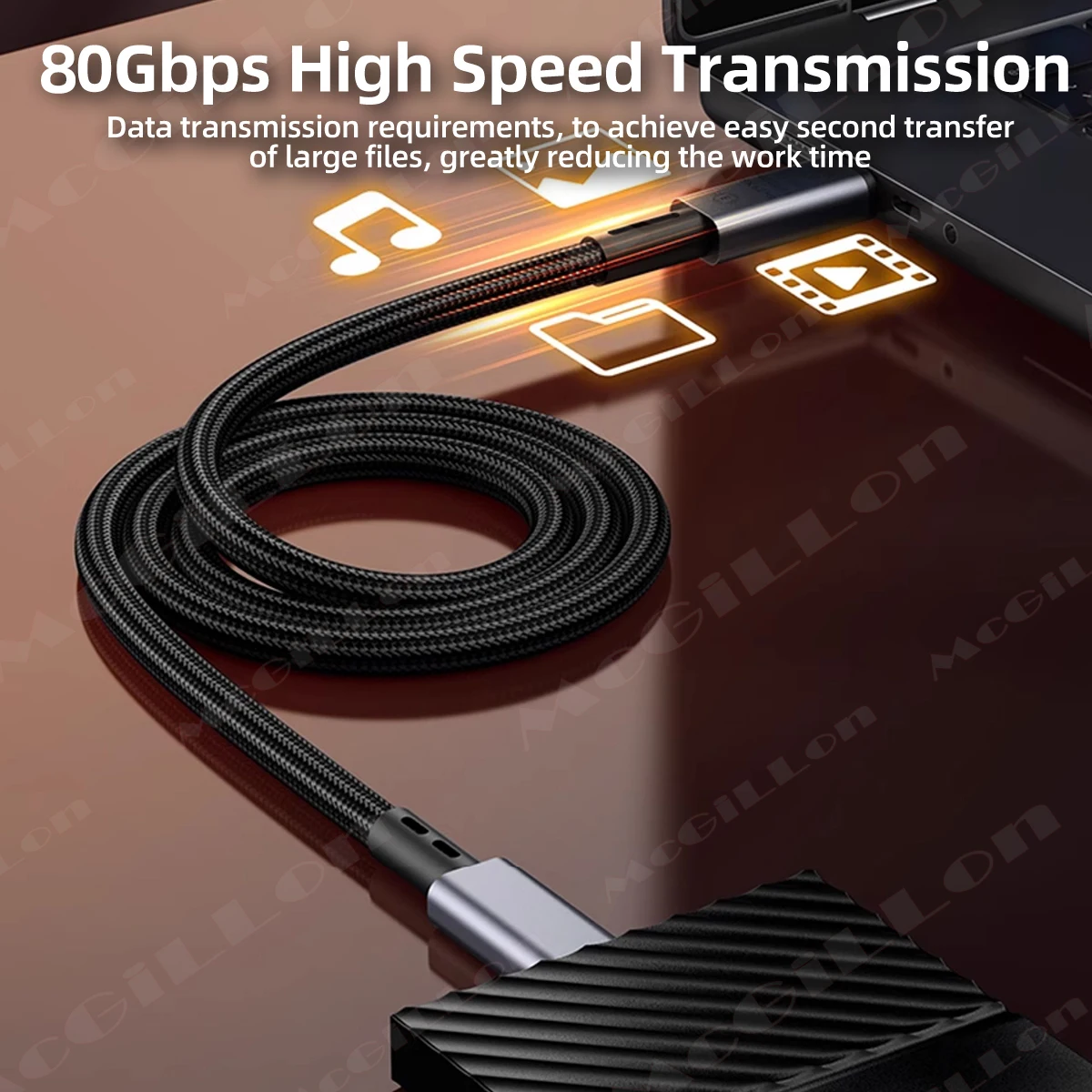 USB 5 Kabel 80Gbps 240W 8K für Thunderbolt 5 Typ C Schnelles Laden Thunderbolt4 USB 5.0 USB-C zu C Datenübertragungskabel für Laptop – Detail 3