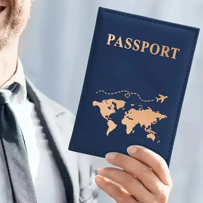 Juste de passeport étanche pour femmes et hommes, étui en cuir PU, support de passeport de voyage, protecteur de cartes d\'identité et de visite,