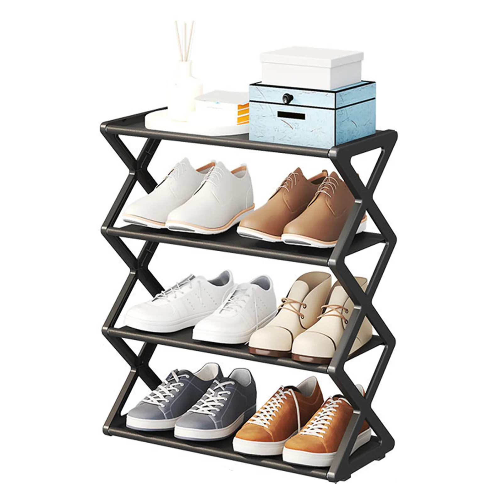 

4-Tier Freestanding Shoe Rack Free Standing Shoe Shelf Storage Organizer for Household Practical Tools