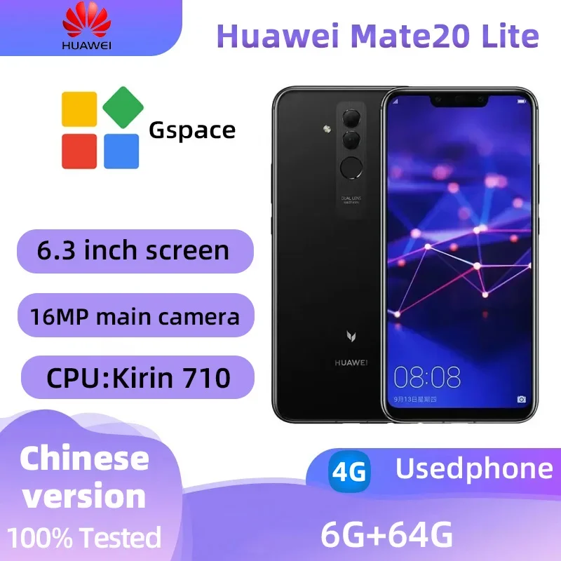 Huawei Mate20lite 4G Smartphone Kirin 710 3750MAh Battery  Charge 6.3inch  Google Android Global Original Used Phone