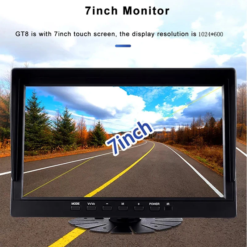 HD 1080P 7" Wired Backup Camera System Quad Split Screen Monitor Waterproof Parking Lines for Truck/Trailer/RV/ Forklift view 2