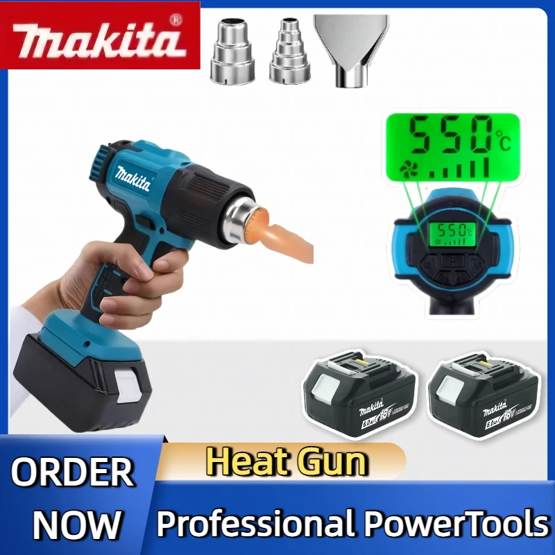 Макита 550 ° C Беспроводной ручной фен со светодиодным дисплеем, паяльник, тепловой контроль температуры, новый 18 В