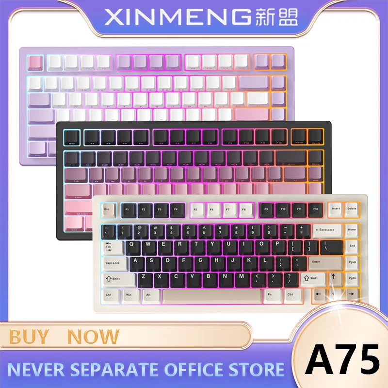 

Клавиатура XINMENG A75 Беспроводная механическая, 3 режима, Bluetooth, USB, 2,4 ГГц