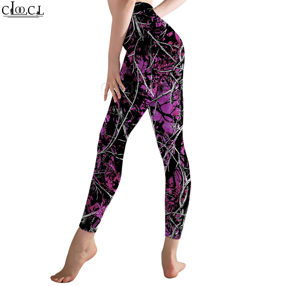 CLOOCL Legging Kebugaran Wanita Celana Panjang Yoga Gym Jogging Push-Up Mode Pinggang Tinggi Legging Gambar Hutan Berburu Psikedelik 3D