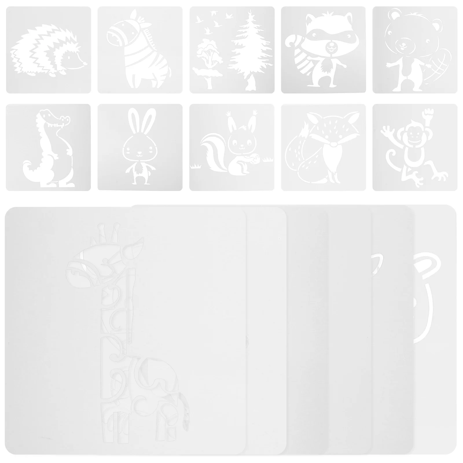 

16pcs Drawing Template Stencils Lovely Animal Craft DIY White Kids Diy Craft Stencil Supplies Reusable PET