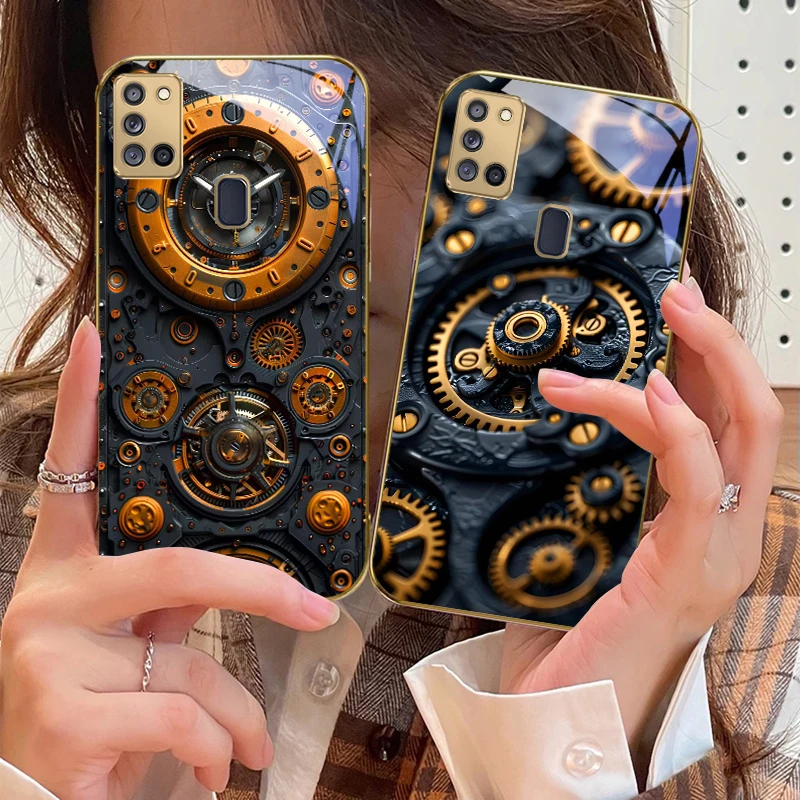 الدقة المعدنية والعتاد لسامسونج A 31 32 A33 A34 35 14 A15 13 16 25 26 50 52 53 54 55 56 70 71 72 73 الزجاج الذهبي جراب هاتف