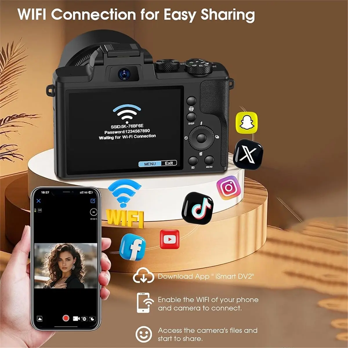 goodidea 8K Digital Camera, 88MP Autofocus Photography Cameras with WiFi & Touch Screen, 16X Zoom Vlogging Camera