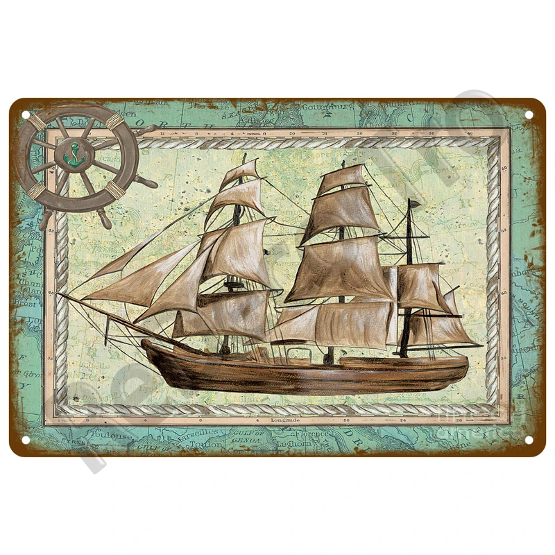 Vintage Summer Beach Metal Signs Famous City Landscape Poster Tin Sign Plate Retro Wall Art Decor For Living Room Home Seaside