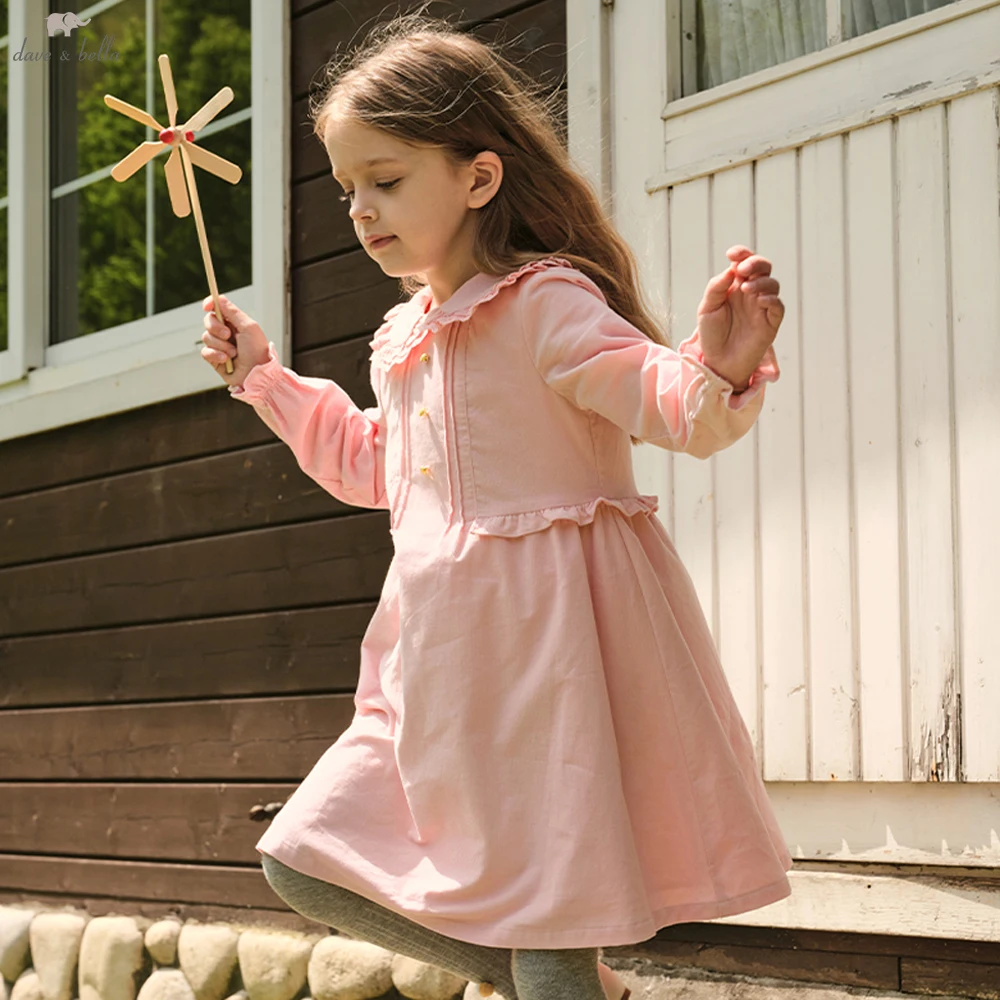 

Платье принцессы с длинными рукавами Dave Bella для девочек, весенне-осеннее хлопковое платье, детская уличная одежда для дня рождения DK3242192