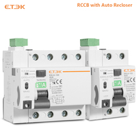 ETEK Auto-Reclose RCD 30mA 2P/4P RCCB Type A Automatic Reclosing Device DIN Rail Circuit Breaker EKR5
