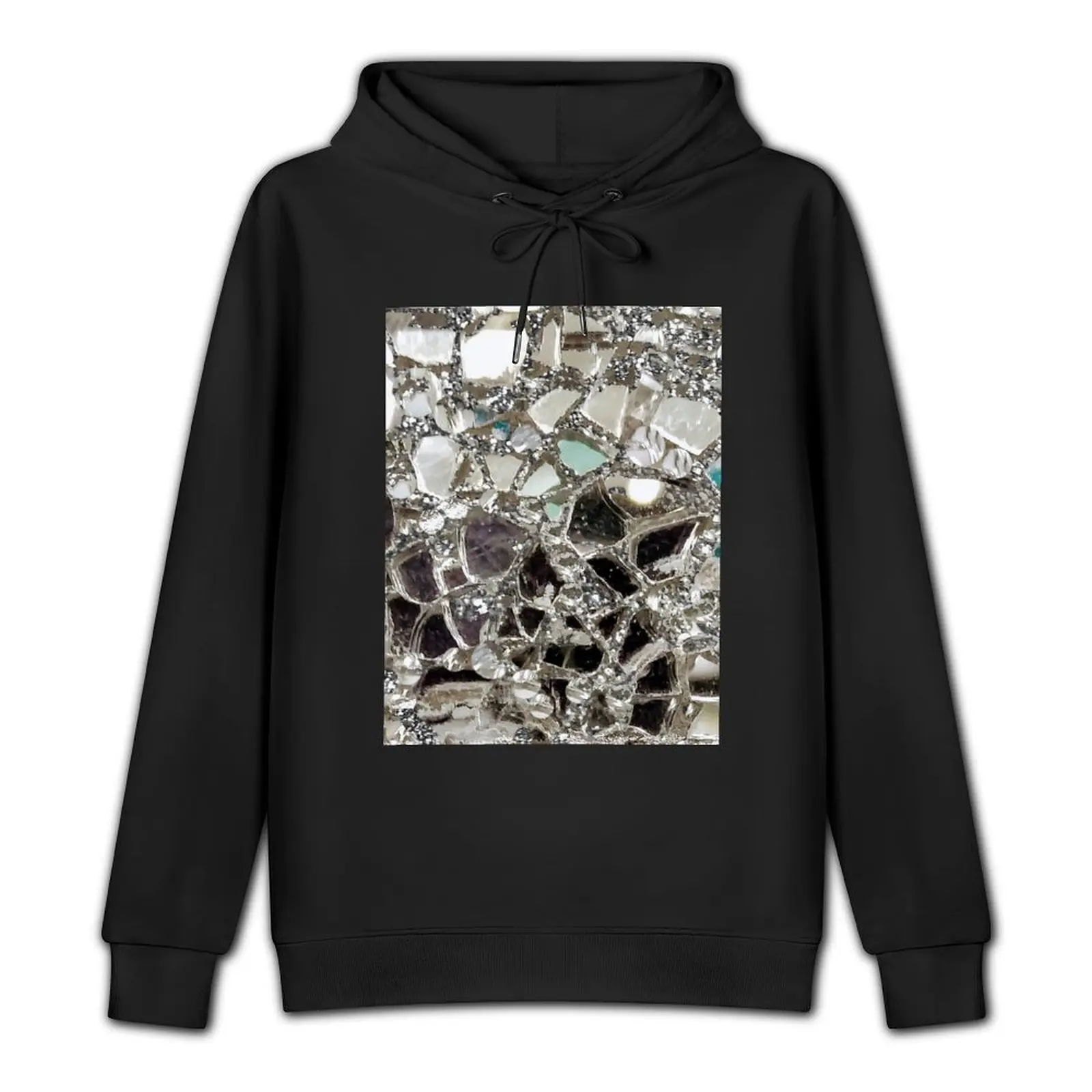 Photographic Image Sparkly Silver Glitter, Glass and Mirror Pullover Hoodie anime clothes hoodie graphic