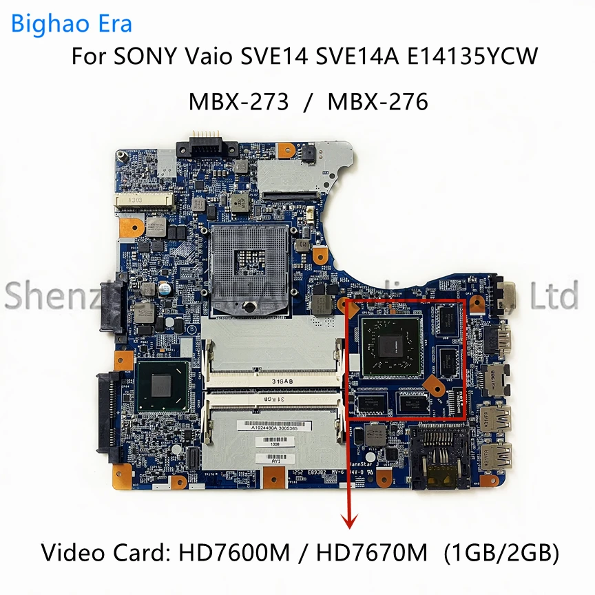 

For Sony SVE14 SVE14A MBX-273 MBX-276 Laptop Motherboard With HD7600M 1GB/2GB GPU 1P-0127500-8010 A1898130A A1898116A A1924480A