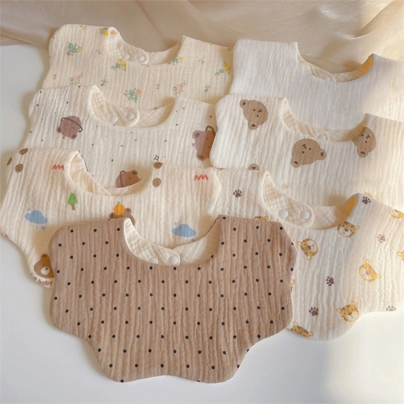 Cotton Saliva Towel Soft Cartoon Print Baby Feeding Bib for Newborn Drooling Bib Dropship