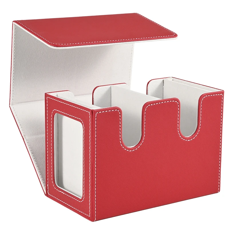 Card Deck Box met 2 commandant-display, dubbeldeksbox voor 140+ kaarten met enkele mouwen, geschikt voor TCG CCG-magische kaarten