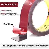 Extra Strong Double Sided Adhesive 3m Long 6-30mm Thick Acrylic Foam Adhesive Tape Sticker For Car Home Indoor High Temperature 2