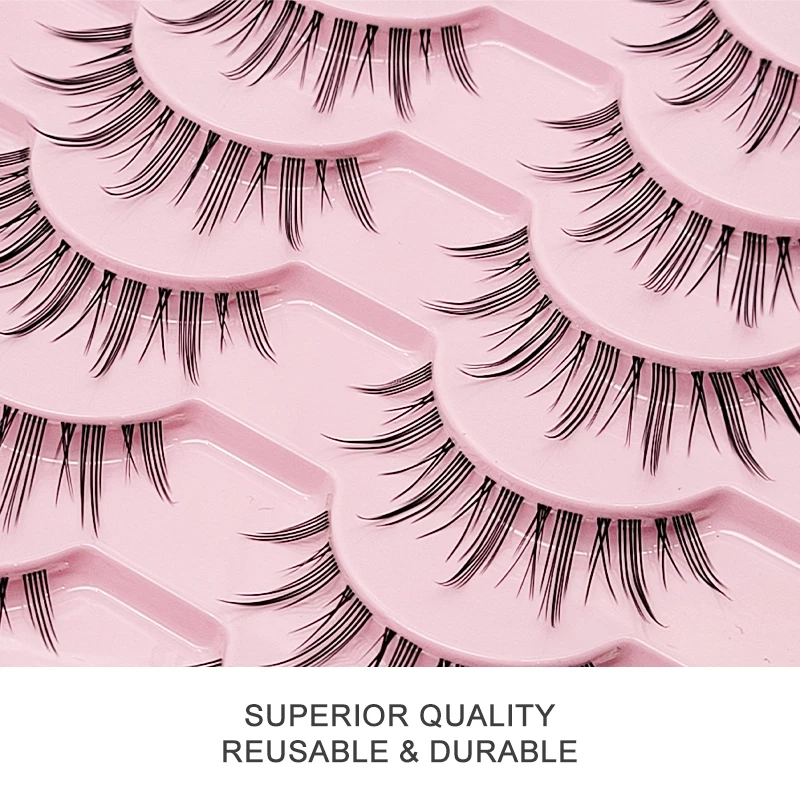 10 Paar Natürliche Manga-Wimpern, Volle Streifenwimpern für Make-up, Großhandel, Dropshipping, Wimpernverlängerung, Anime-Kunstwimpern – Detail 5