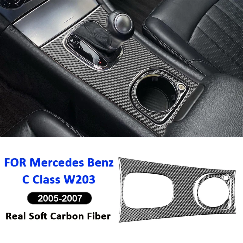 

For Mercedes Benz C Class W203 2005-2007 Carbon Fiber Car Gear Shifter Water Cup Holder Panel Decorative Modification Sticker