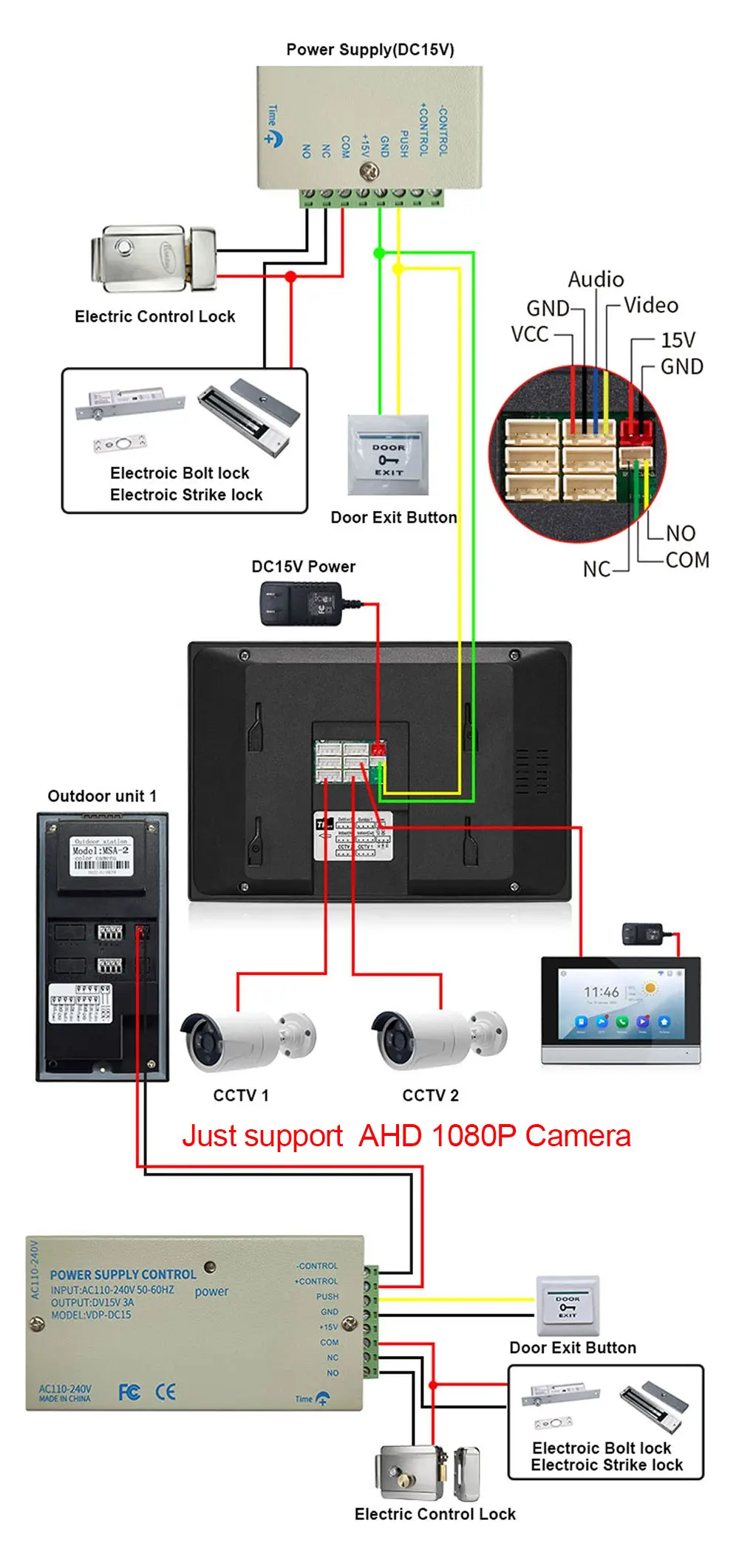 Sistema de Control de Acceso de puerta, interruptor de fuente de alimentación 3A, CA 100-240V, para cerradura eléctrica RFID, huella dactilar, Tuya,