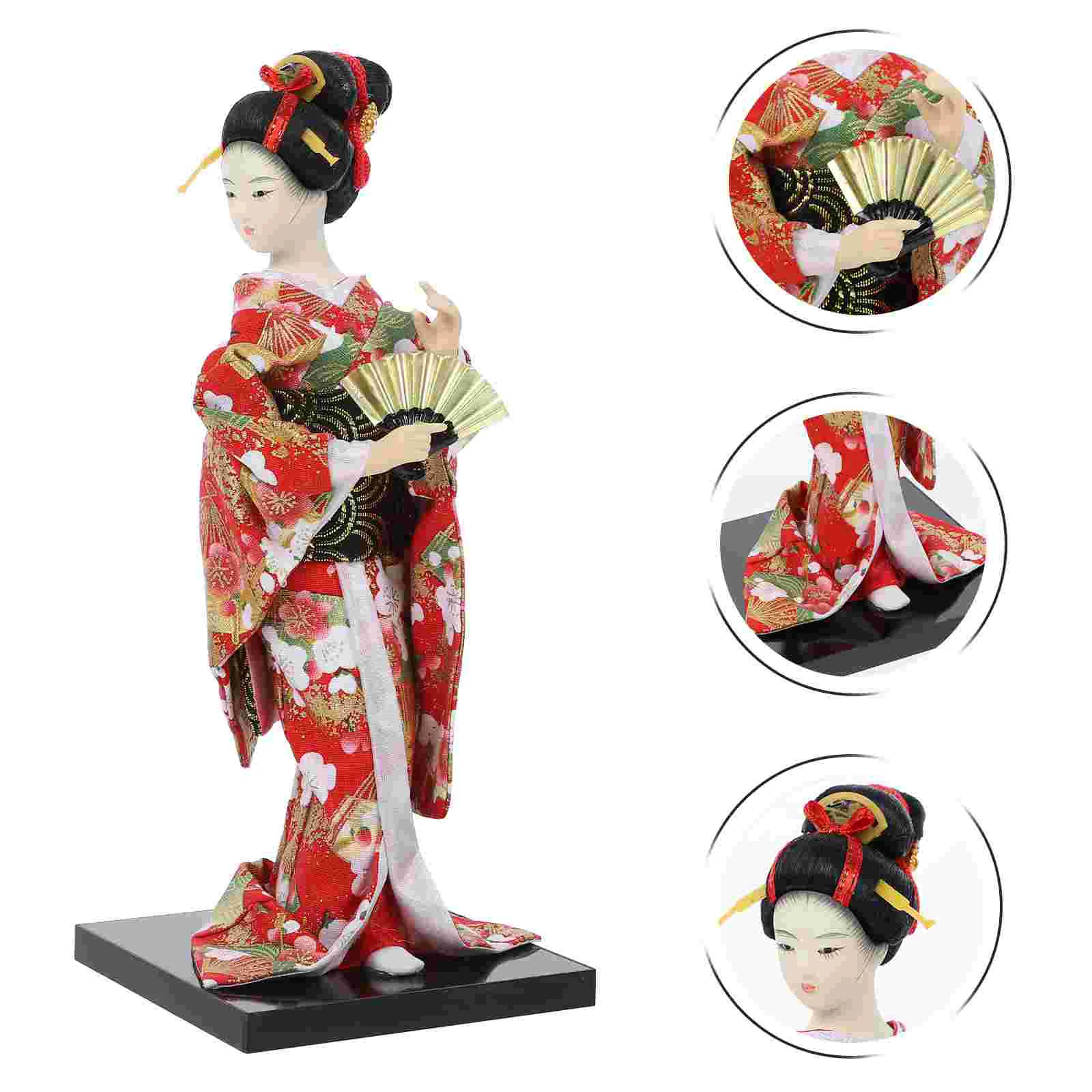 

Kimono Ornament Desktop Adorn Japanese Decor Black Baby Geisha Tabletop Decoration Maiko