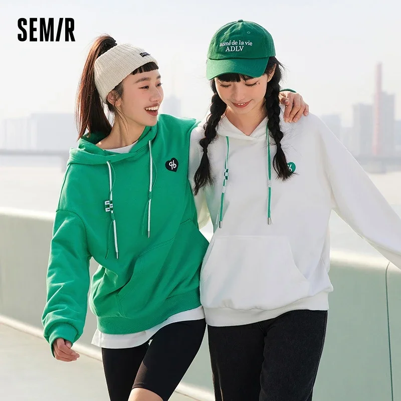 

Semir Sweatshirt Women Off-Shoulder Inner Wear 2023 Spring New Loose Hooded Pullover