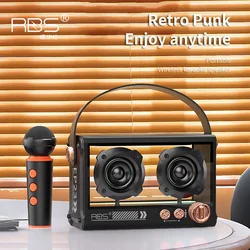 Dual Microphones Karaoke Machine Portable Speaker Wireless Bluetooth 5.2 HIFI Stereo Surround Sound Speakers Family KTV Singing