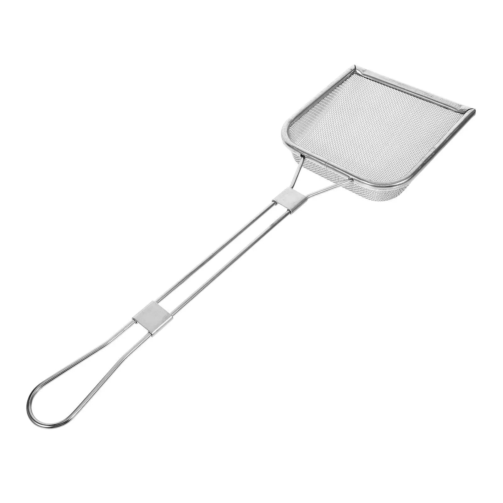 

304 Stainless Steel Oil Residue Filter Shovel Square Strainer Spoon Hot Pot Cooking Utensil Silver Small with Hanging for French