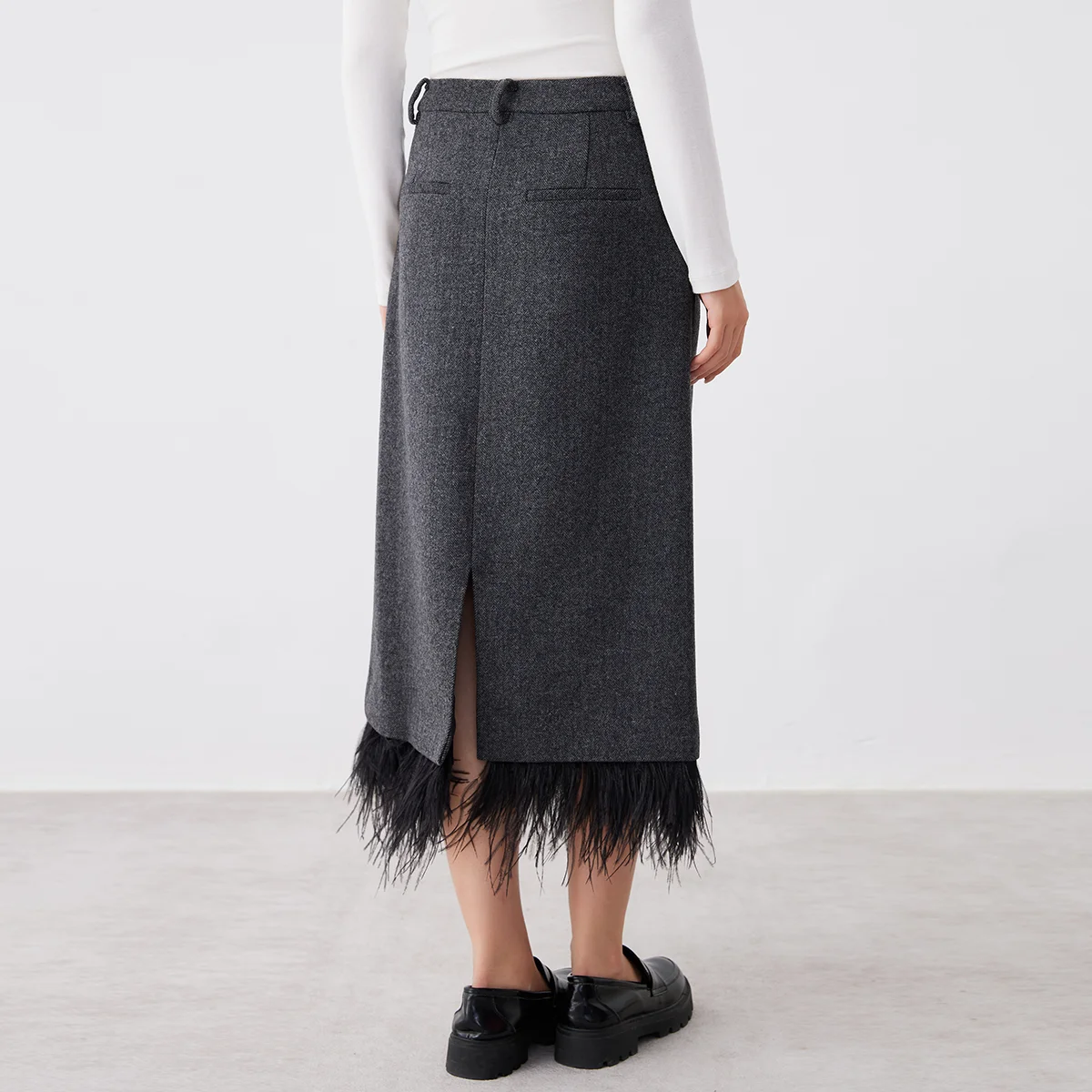 K2622W High quality luxury brand women\'s clothing 50% wool skirt