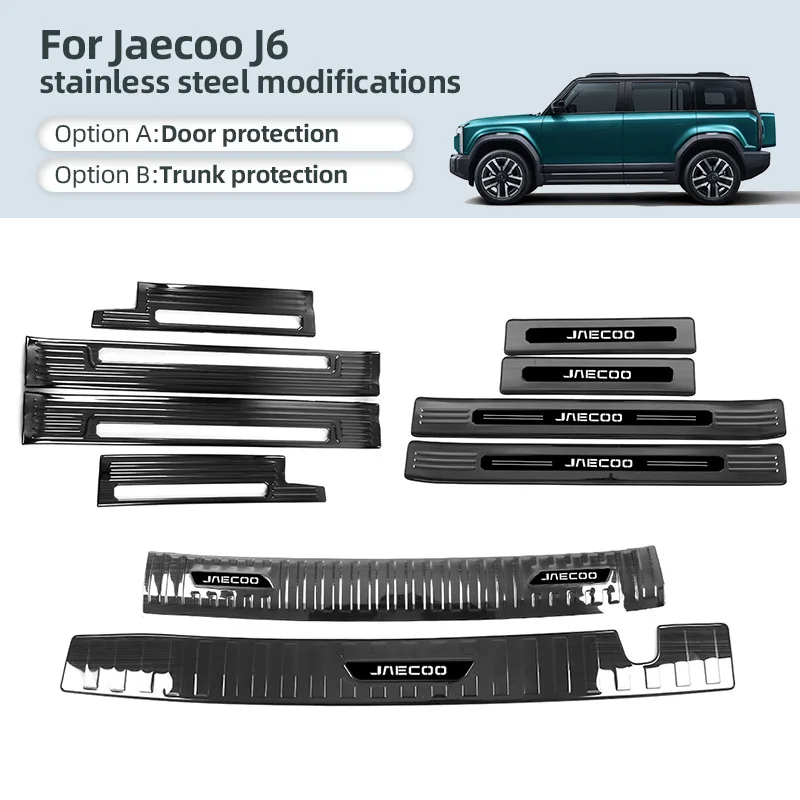 

Stainless Steel Door Sill Protector & Rear Bumper Guard for Chery Jaecoo J6 Inner Outer Welcome Pedal Trunk Sill Scuff Plate