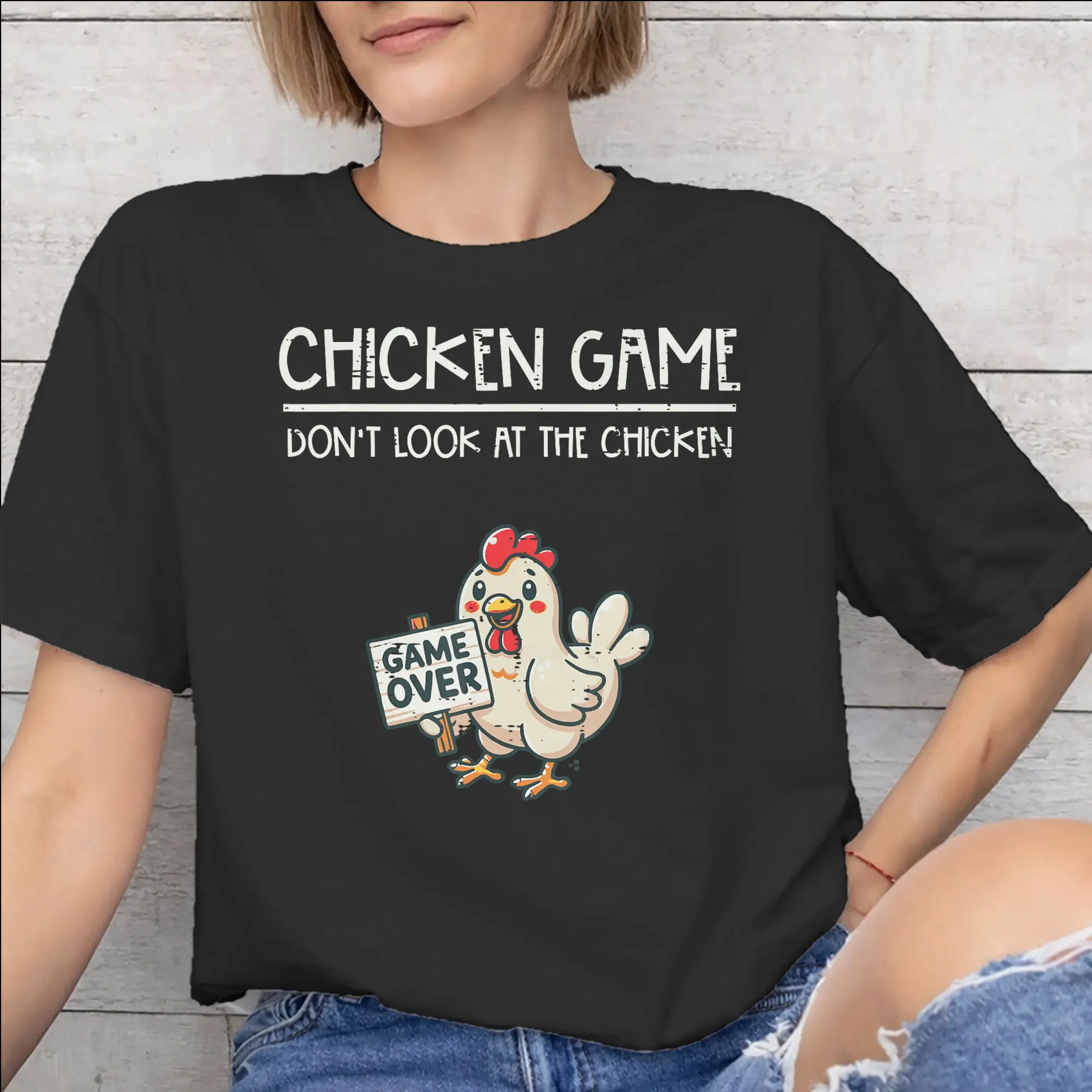 Mens Womens Chicken Game Dont Look At The Chicken T Shirt Cotton Graphic Printing Tee Shirts  Top Clothing