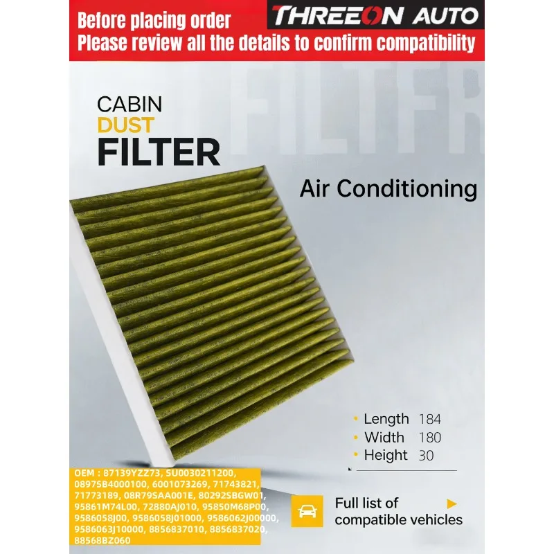 Filtro de Ar para Cabine THREEON AUTO para DAIHATSU AYLA (2013-2023), XENIA (2011-2021), CUORE VII (2007-2013), TERIOS (2007-2026) MK7012