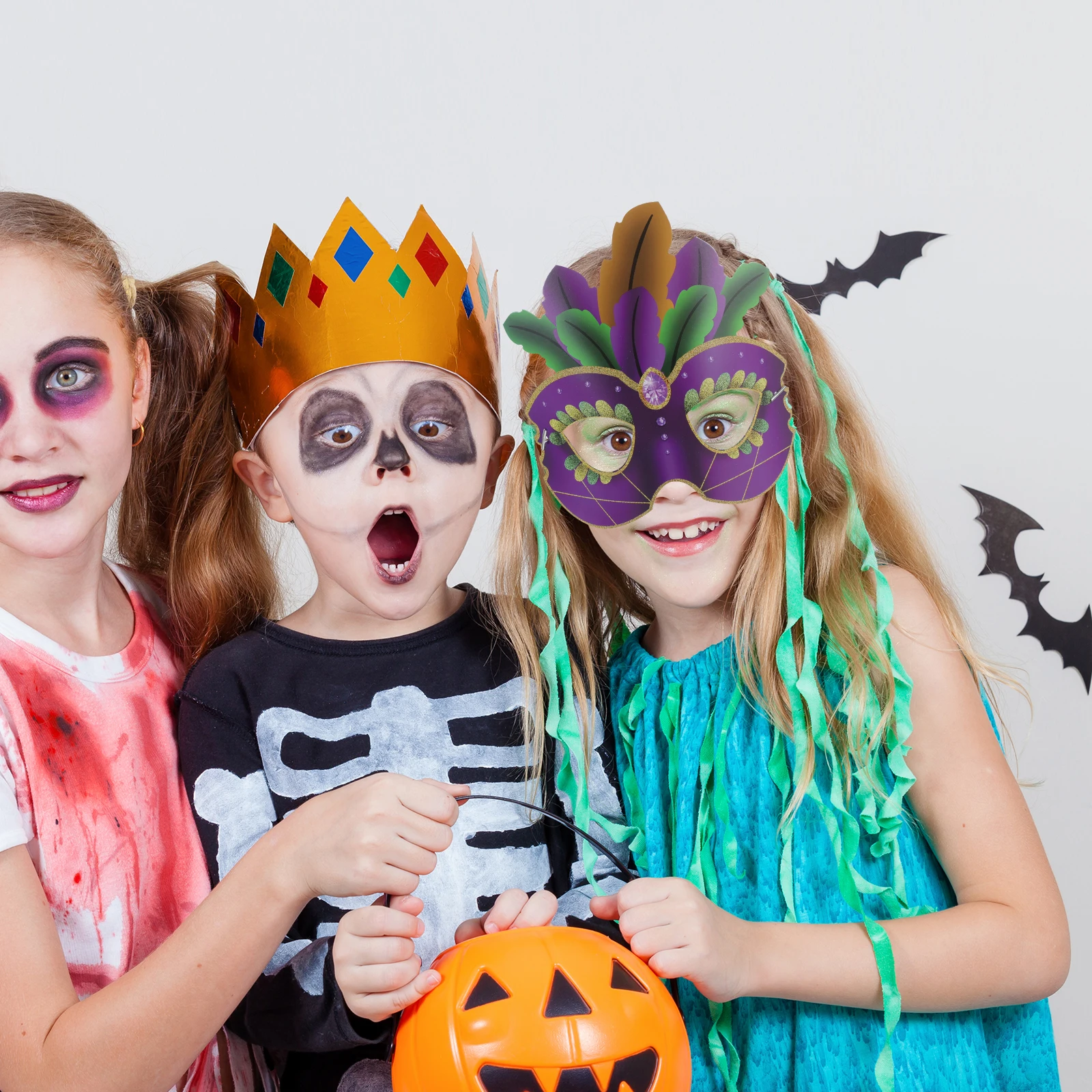 10 Uds disfraz máscara para niños cara niños vestir Manual fiesta de baile actuación ojo