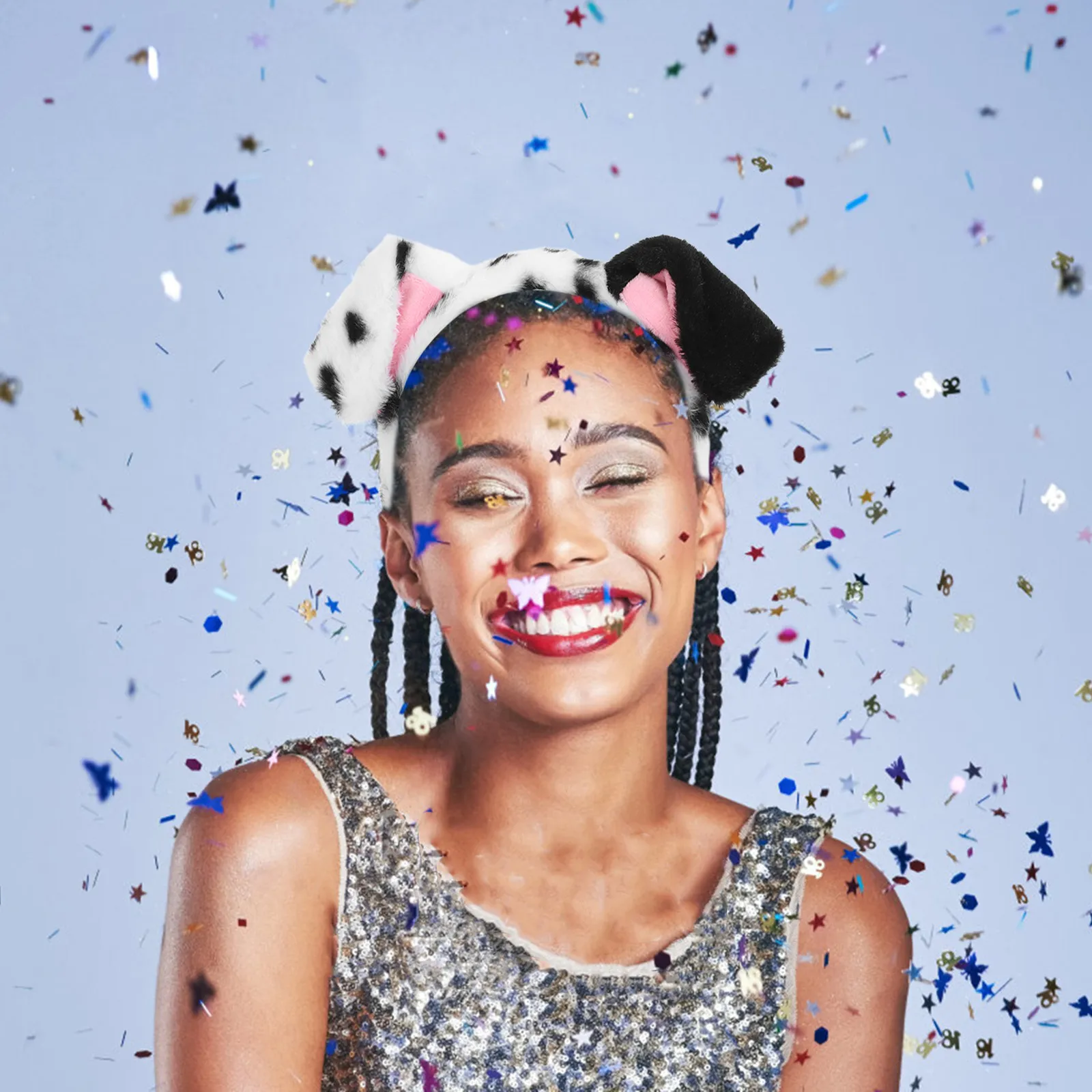 

Регулируемая повязка на голову для собак с черными точками, мягкая эластичная повязка для волос с принтом в виде черных точек, игривый аксессуар для волос, для использования на карнавале