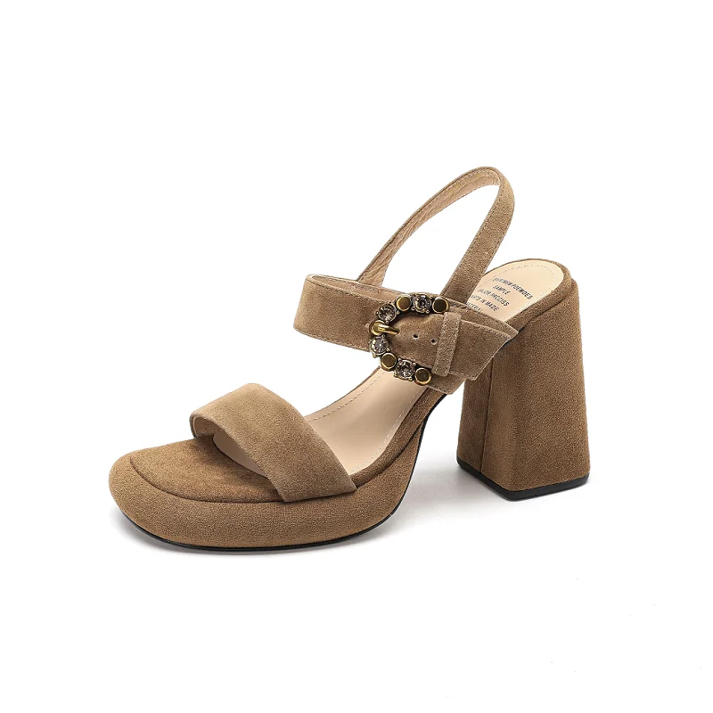 

Platform Sandals Square Heel Woman Shoes Genuine Leather Simple Sandals Elegant Women‘s Summer Shoes Open Toe
