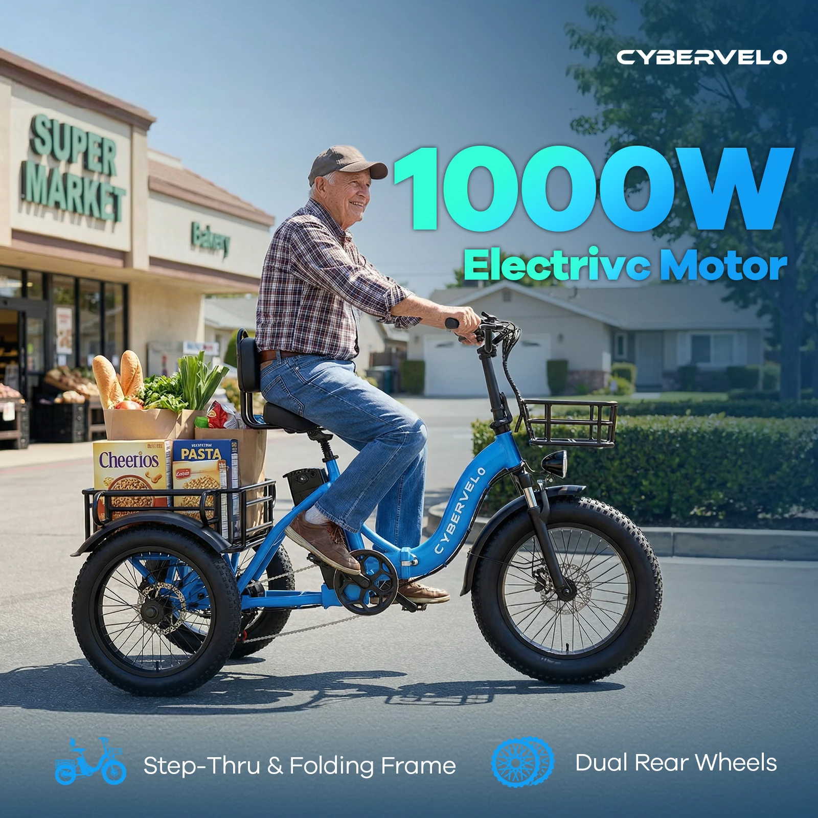 

Трехколесный складной электровелосипед с низкой рамой, 1000 Вт, 48 В, 20.8 Ач, со съемной батареей, для взрослых, 7-скоростной, для городских поездок и доставки, C16