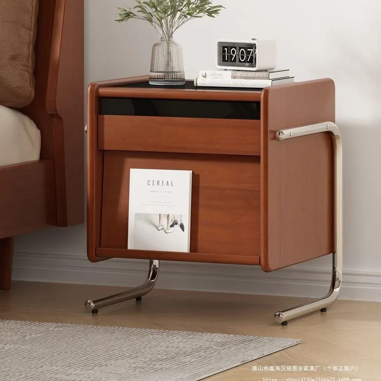 

Retro solid wood bedside table, bedroom simple locker, bedside small cabinet, household small