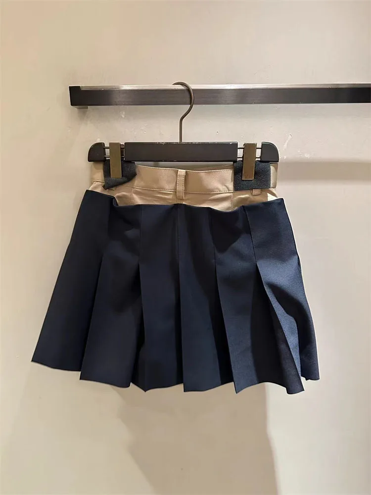 

FOG SACAI 2024 ort Skirt Pants Summer Color Blo Splicing Pleated Slimming f-length A-Line Skirt-Pants High Waist Zippe...