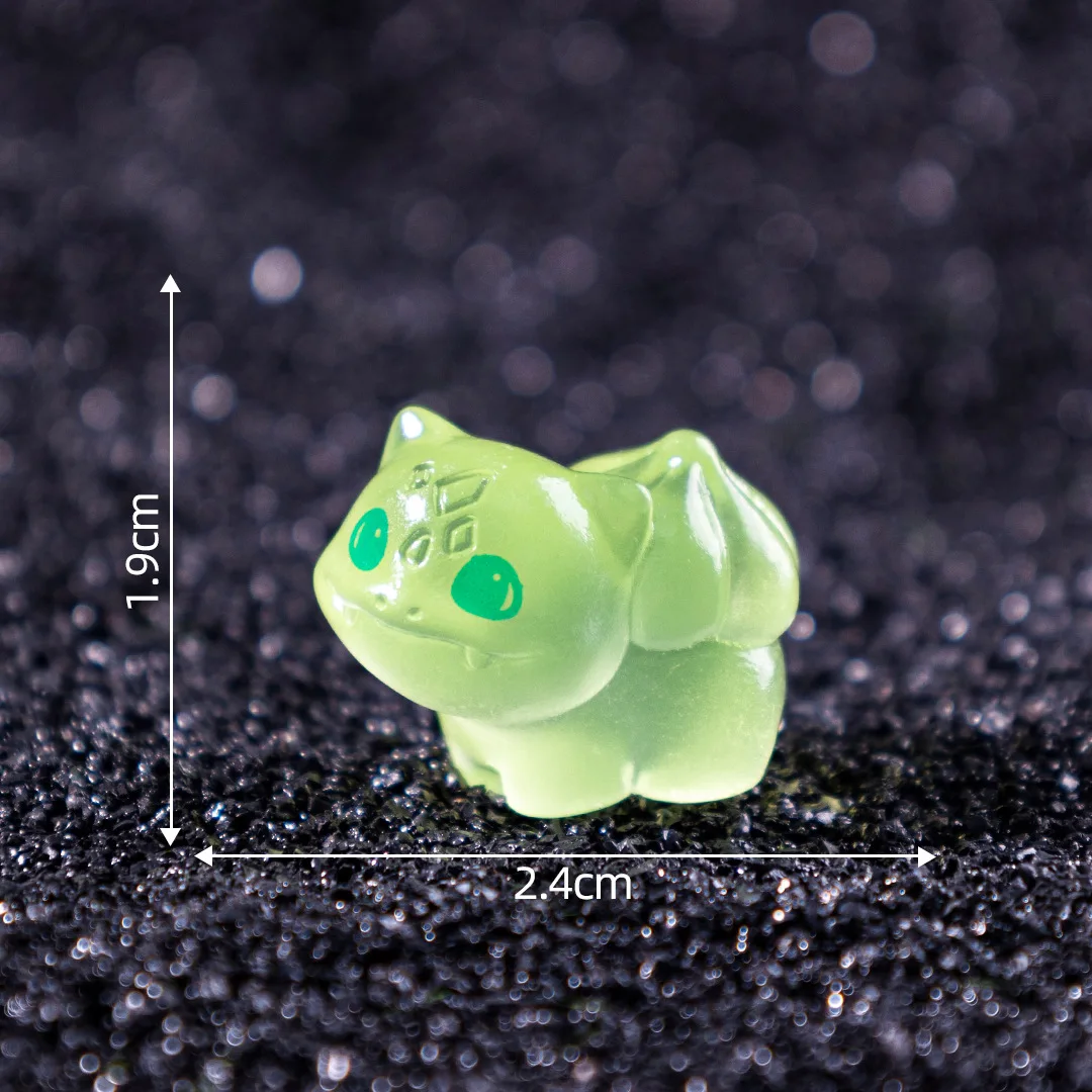 6 pçs bonito pokemon pikachu anime figuras gengar bulbasaur brinquedo luminoso kawaii ornamento coleção crianças charme presente