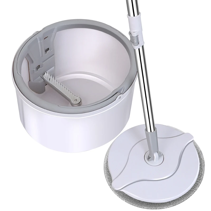 

AT35 Flat Spin Mop With Pail Round Head Mop Microfiber Cloth Mop Spinner Mop Set Magic Floor Cleaning Mop