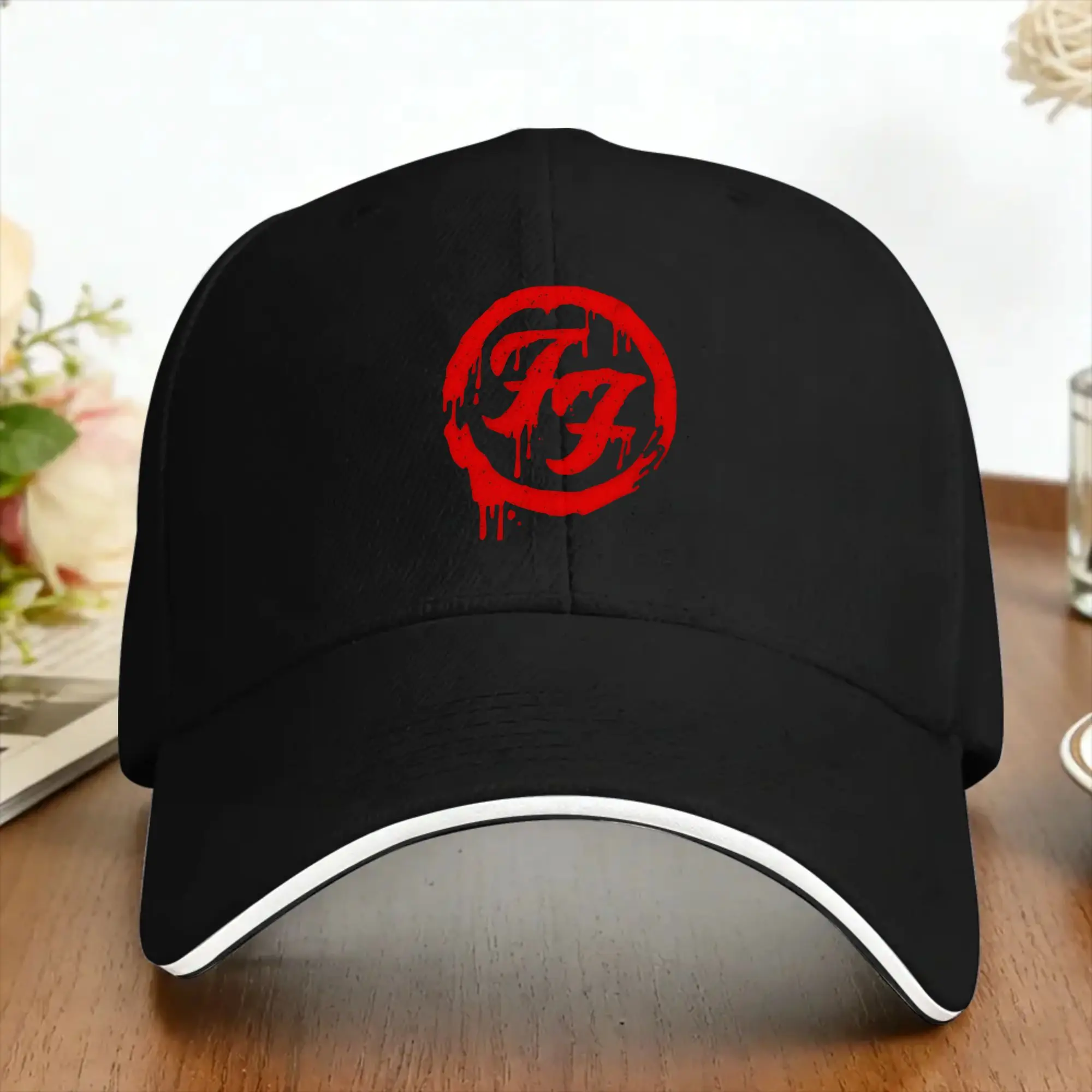 Summer Foo Fighters Red Drip FF Circle Logo Baseball Cap  Tennis Skate Trendy Trucker Hat Men Design Sun Baseball Caps